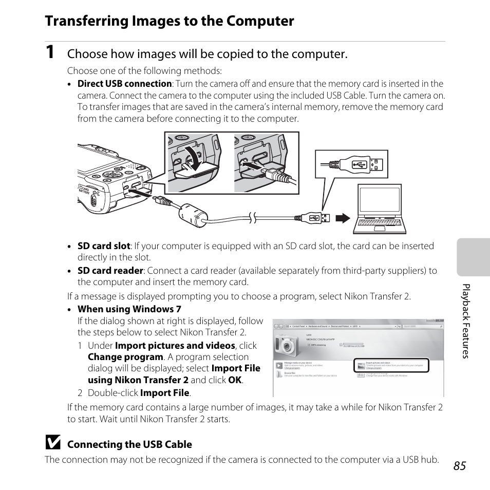 Transferring images to the computer | Nikon L610 User Manual | Page 103 / 252