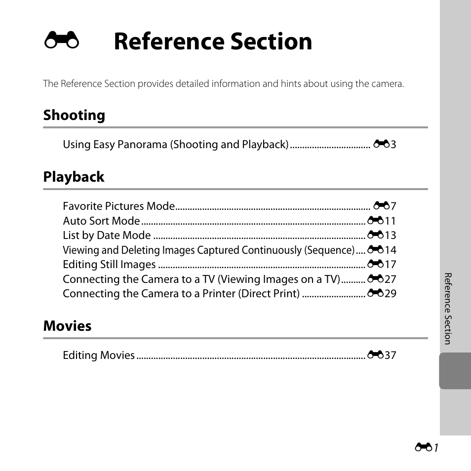 Reference section, Shooting, Playback | Movies | Nikon L610 User Manual | Page 119 / 252