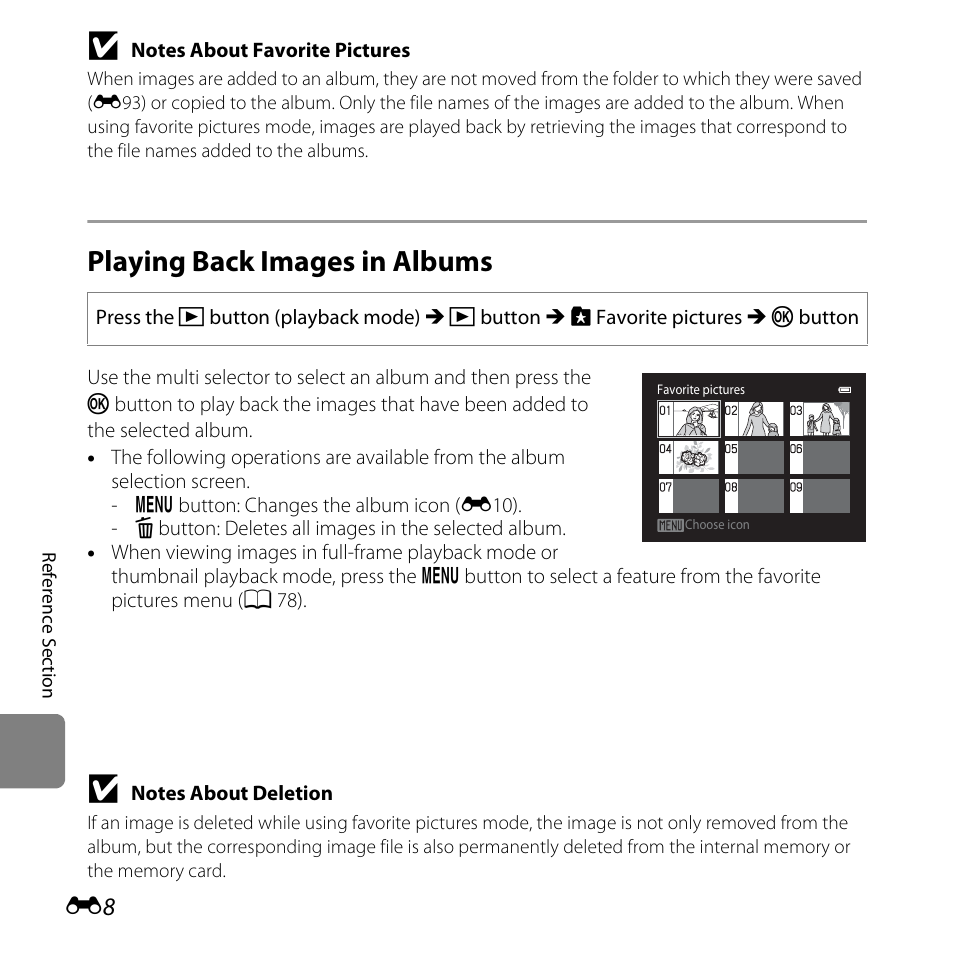 Playing back images in albums | Nikon L610 User Manual | Page 126 / 252