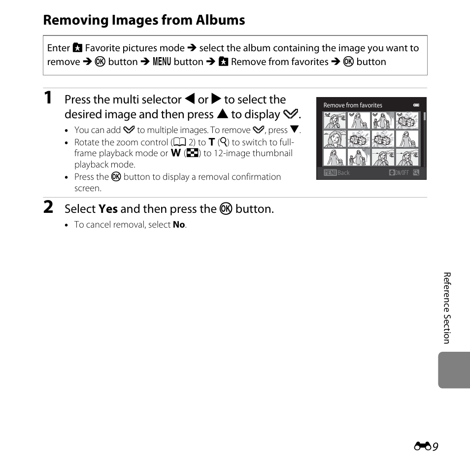 Removing images from albums | Nikon L610 User Manual | Page 127 / 252