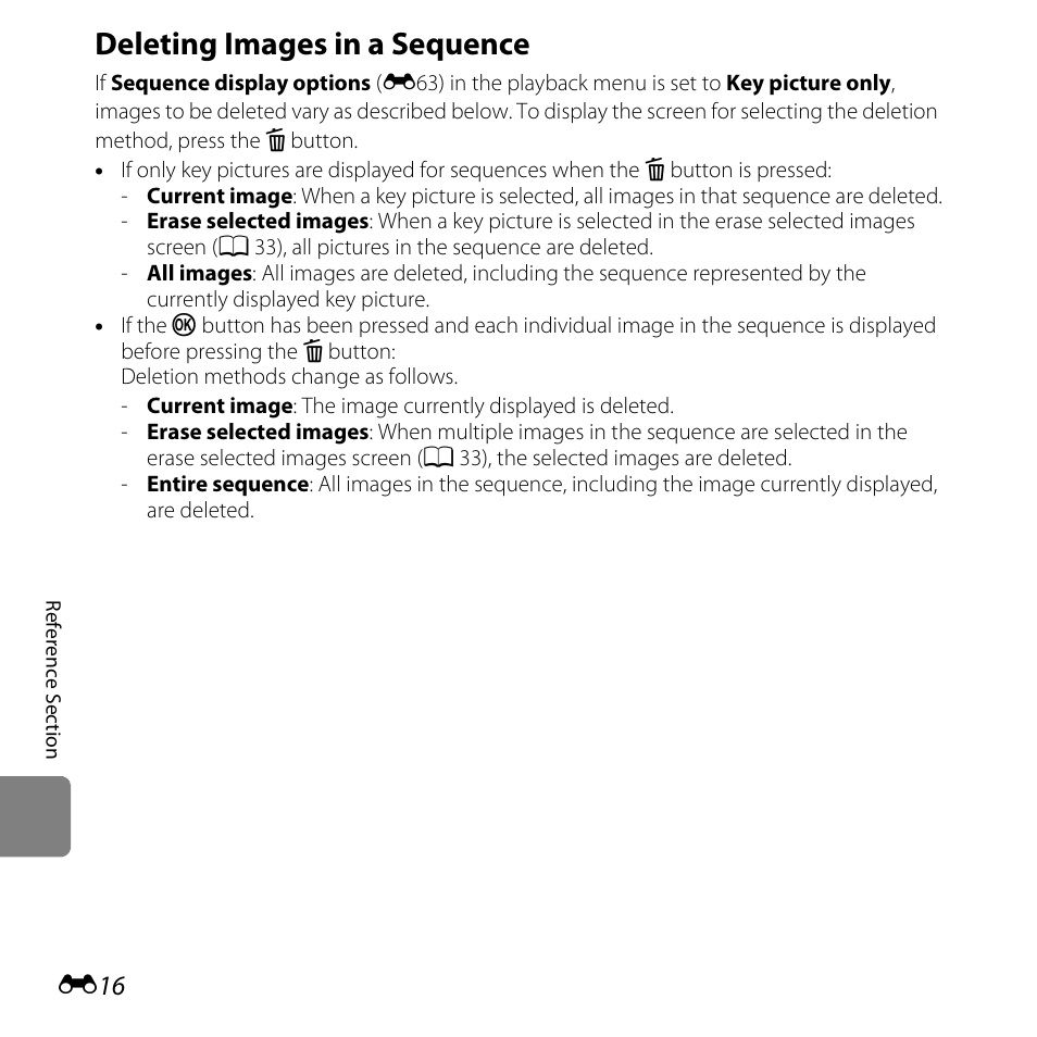 Deleting images in a sequence | Nikon L610 User Manual | Page 134 / 252