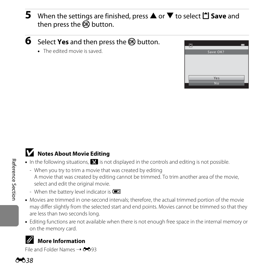 Select yes and then press the k button | Nikon L610 User Manual | Page 156 / 252