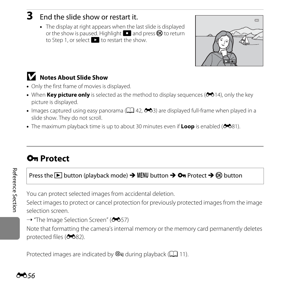 Protect, D protect, E56) do | Nikon L610 User Manual | Page 174 / 252