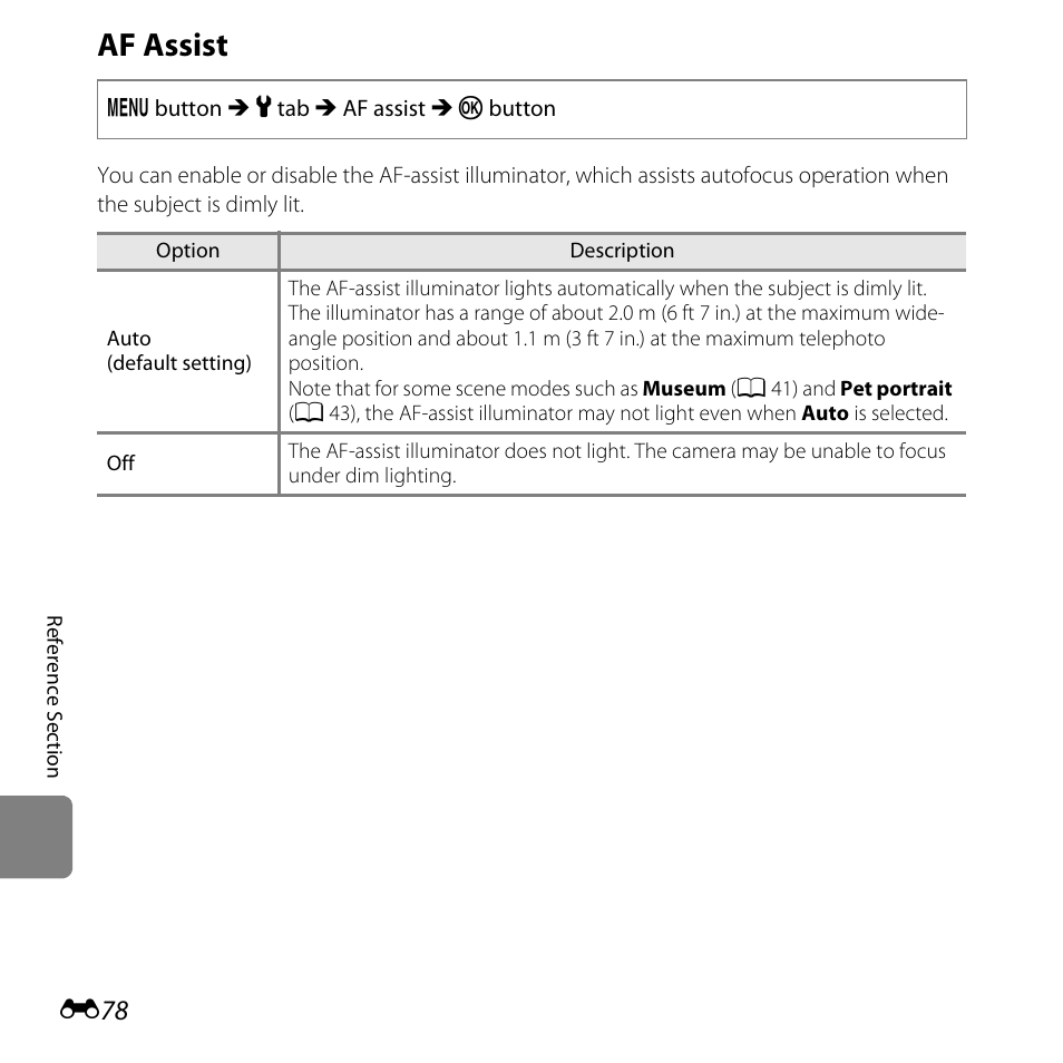 Af assist | Nikon L610 User Manual | Page 196 / 252