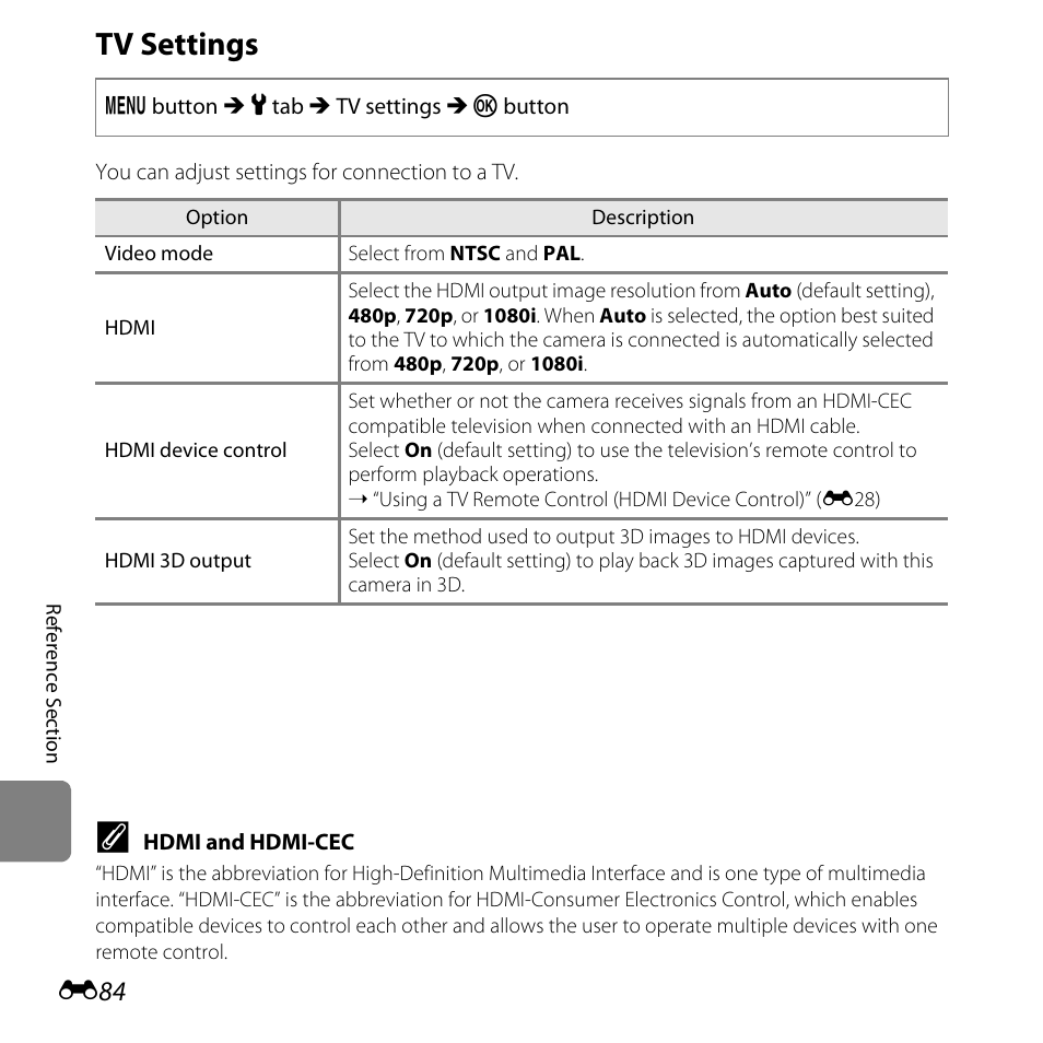 Tv settings | Nikon L610 User Manual | Page 202 / 252