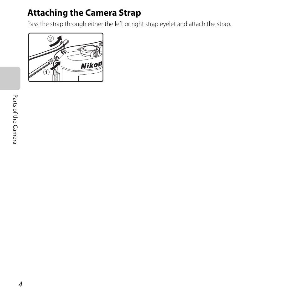 Attaching the camera strap | Nikon L610 User Manual | Page 22 / 252