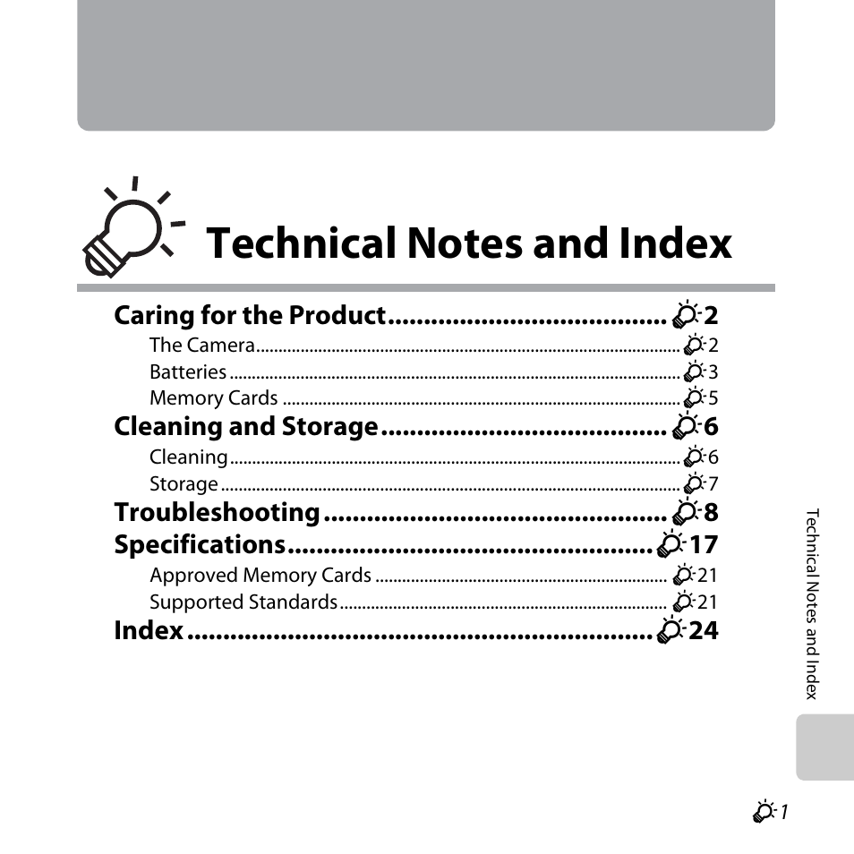 Technical notes and index, Technical notes and index.................. f1 | Nikon L610 User Manual | Page 221 / 252