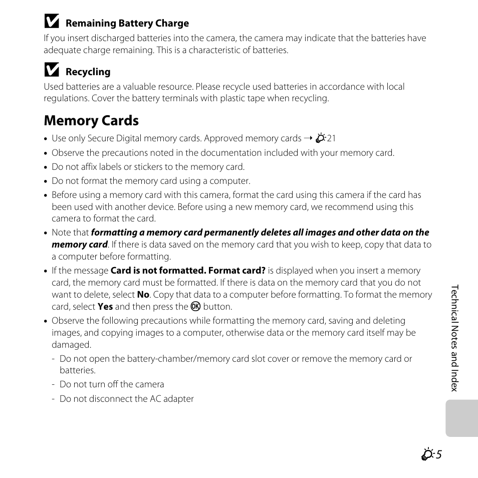 Memory cards, E “memory cards | Nikon L610 User Manual | Page 225 / 252