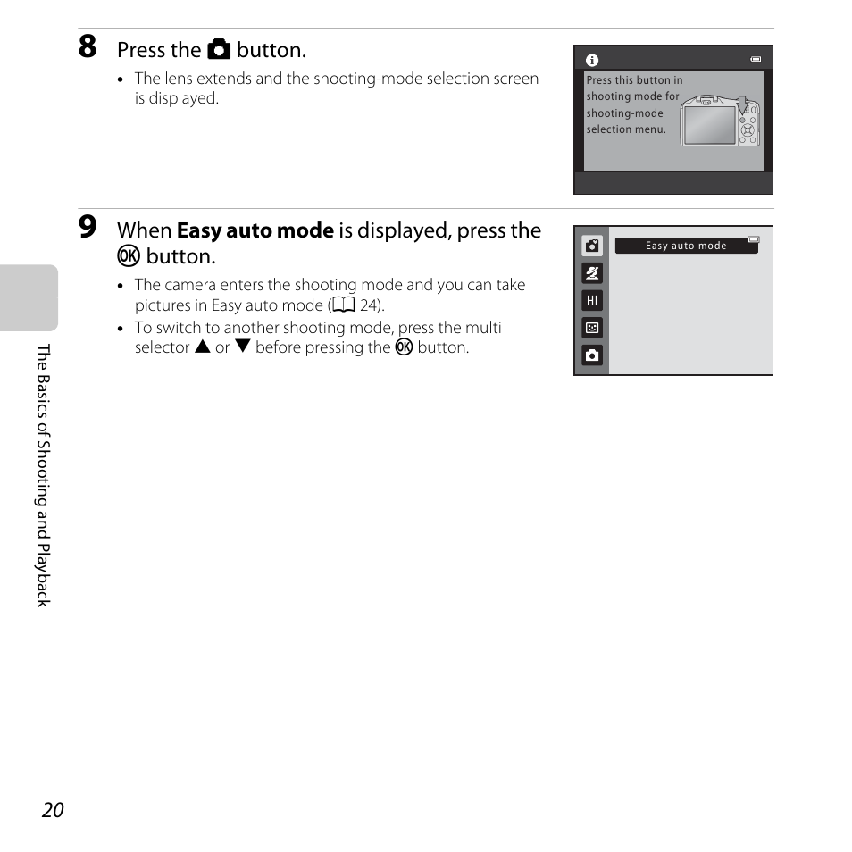 Press the a button | Nikon L610 User Manual | Page 38 / 252