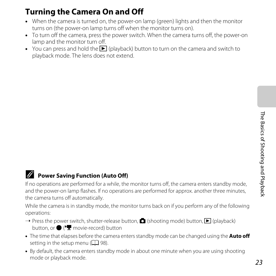 Turning the camera on and off | Nikon L610 User Manual | Page 41 / 252