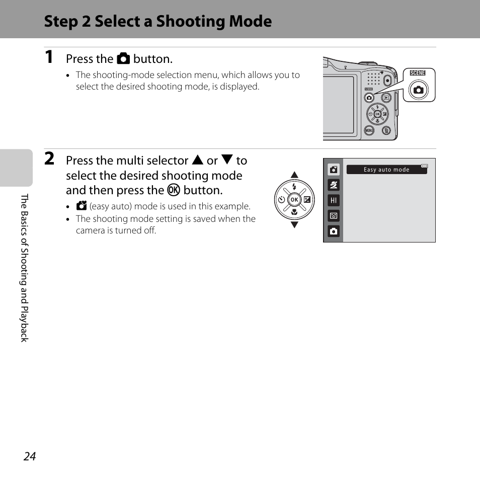 Step 2 select a shooting mode | Nikon L610 User Manual | Page 42 / 252