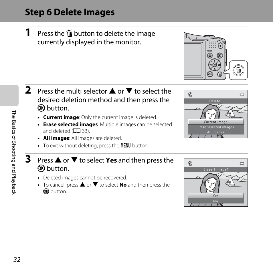 Step 6 delete images | Nikon L610 User Manual | Page 50 / 252