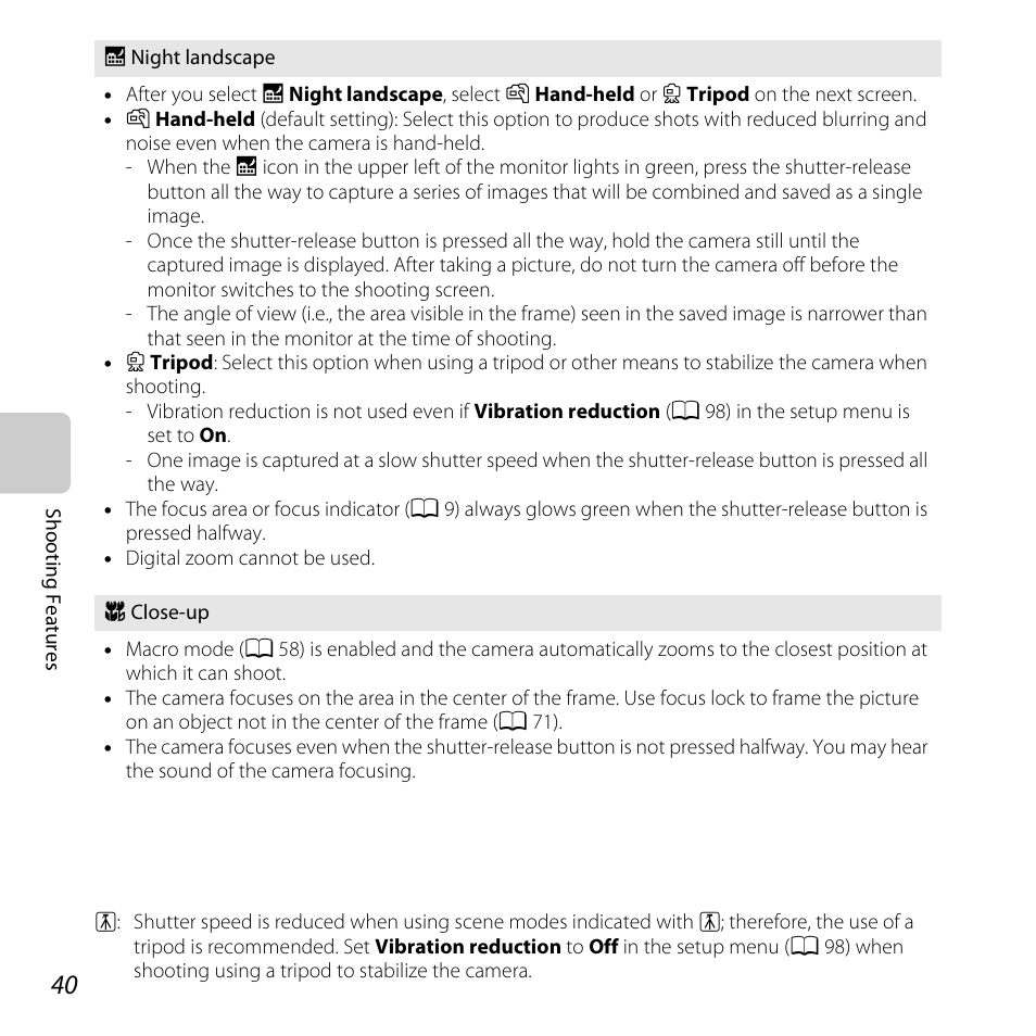A 40) | Nikon L610 User Manual | Page 58 / 252