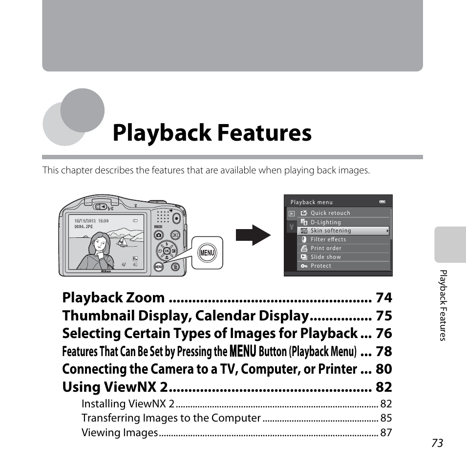 Playback features | Nikon L610 User Manual | Page 91 / 252