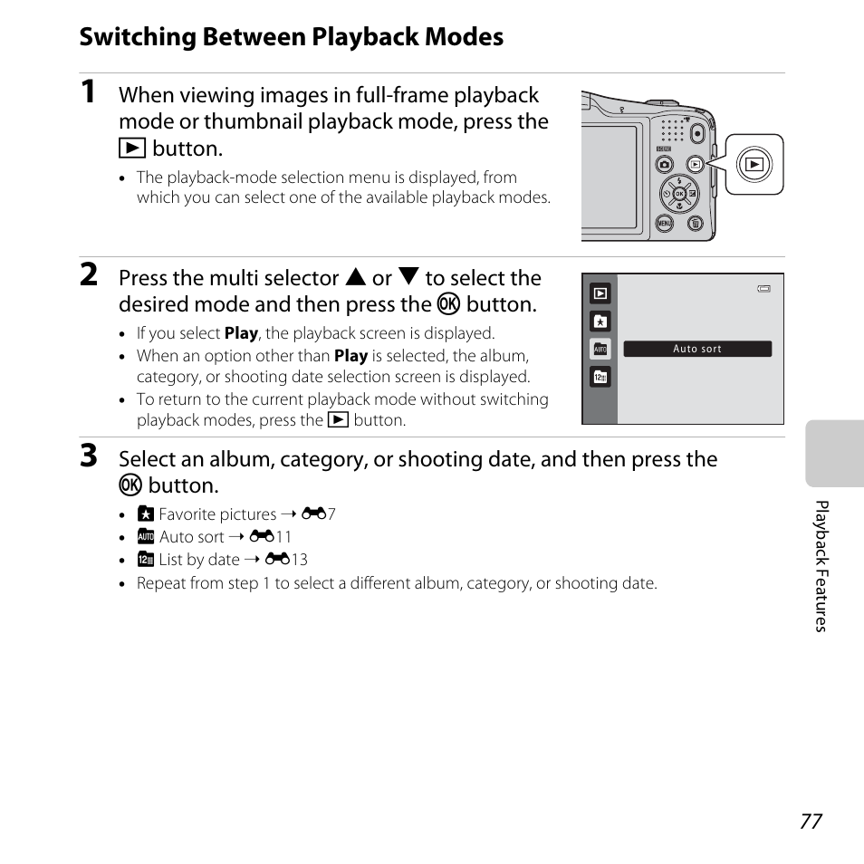 Switching between playback modes | Nikon L610 User Manual | Page 95 / 252