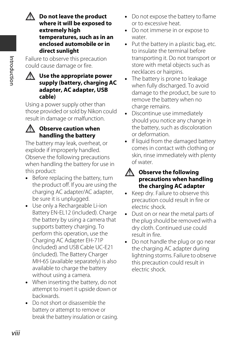 Viii | Nikon S9700 User Manual | Page 10 / 262