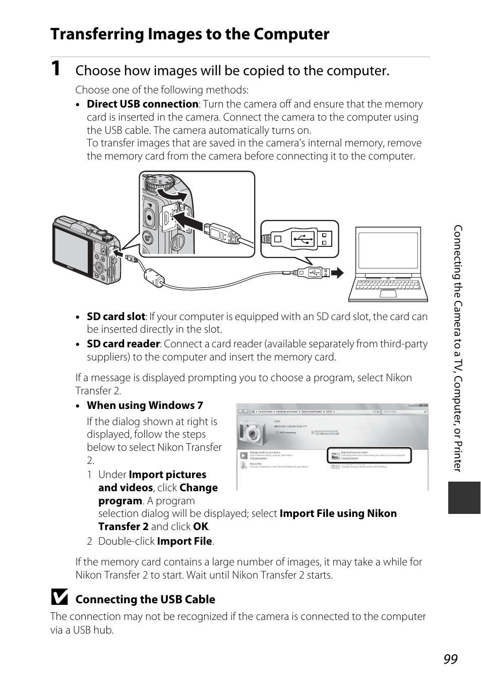 Transferring images to the computer, Choose how images will be copied to the computer | Nikon S9700 User Manual | Page 123 / 262