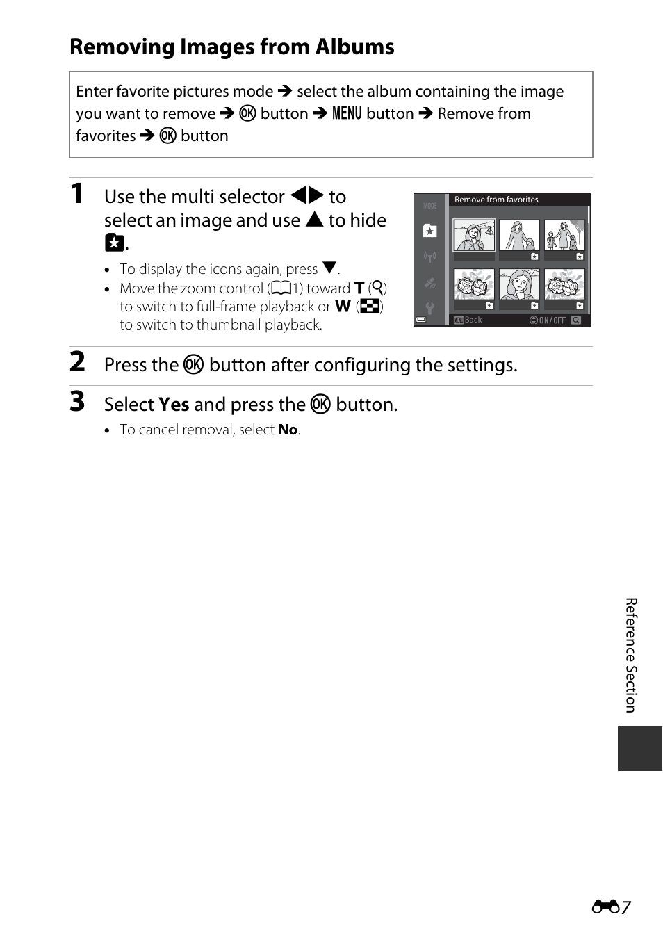 Removing images from albums, E “removing images from albums | Nikon S9700 User Manual | Page 133 / 262