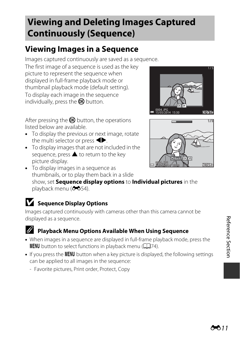 Viewing images in a sequence | Nikon S9700 User Manual | Page 137 / 262