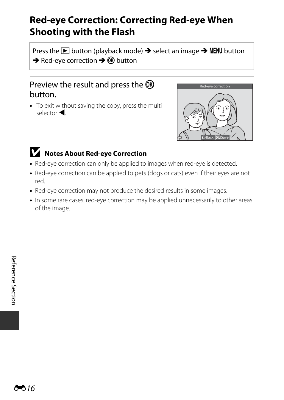 Preview the result and press the k button | Nikon S9700 User Manual | Page 142 / 262