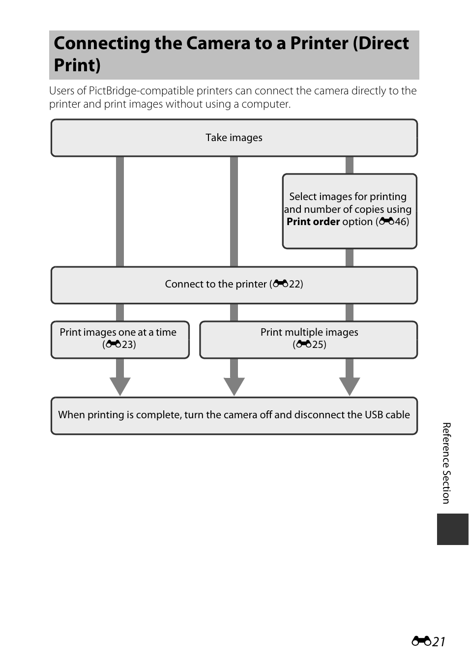 Connecting the camera to a printer (direct print) | Nikon S9700 User Manual | Page 147 / 262
