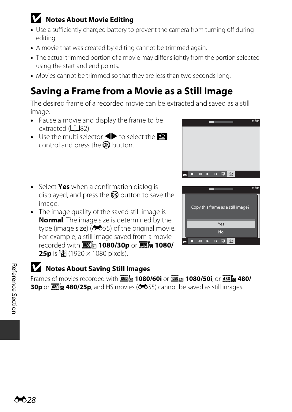 Saving a frame from a movie as a still image | Nikon S9700 User Manual | Page 154 / 262