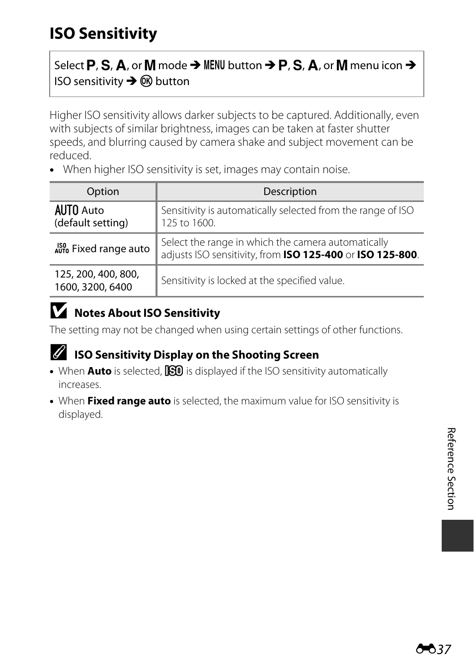 Iso sensitivity | Nikon S9700 User Manual | Page 163 / 262