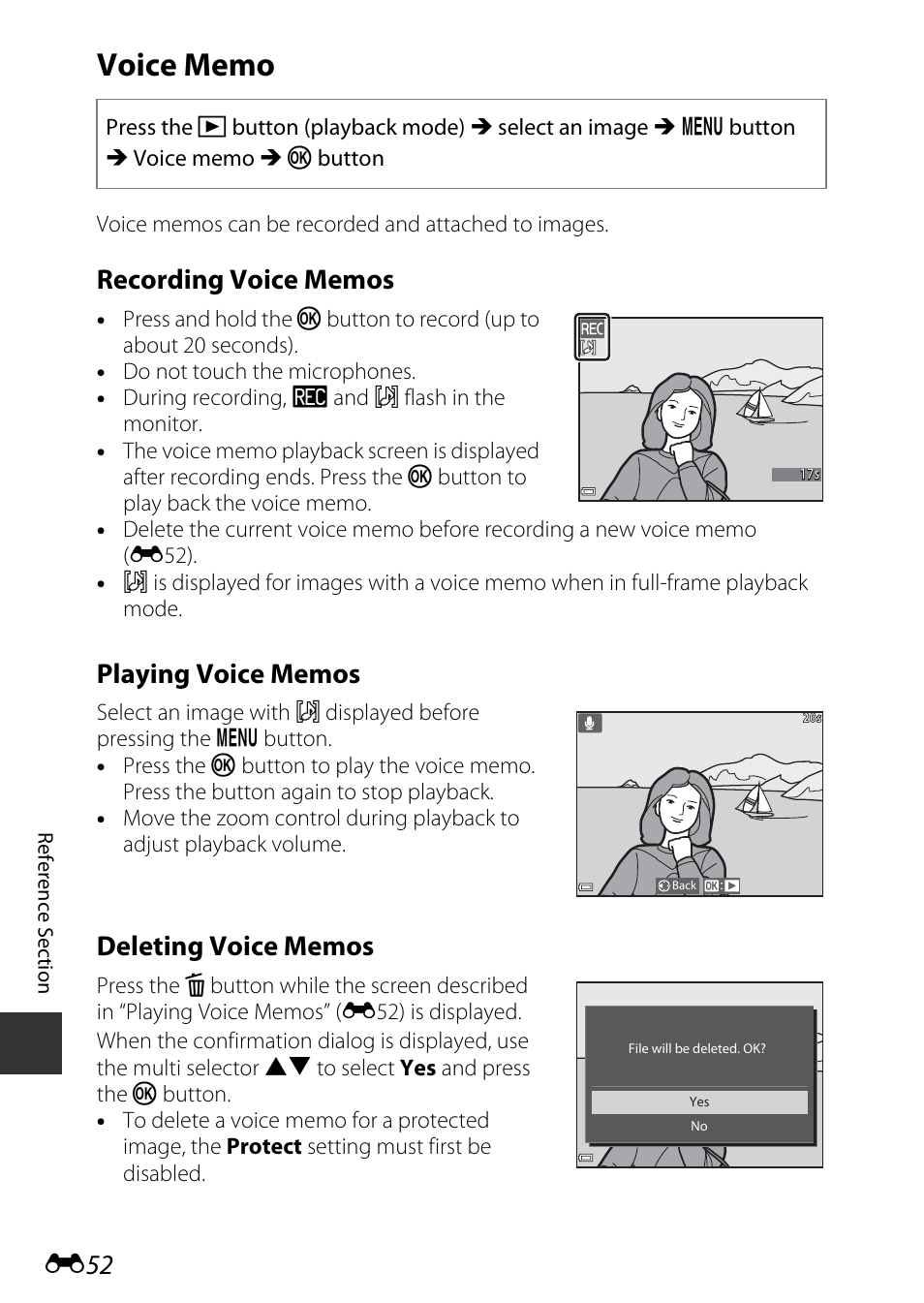 Voice memo | Nikon S9700 User Manual | Page 178 / 262