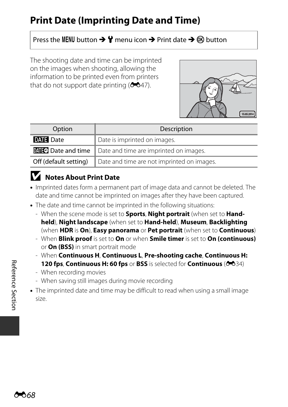 Print date (imprinting date and time) | Nikon S9700 User Manual | Page 194 / 262