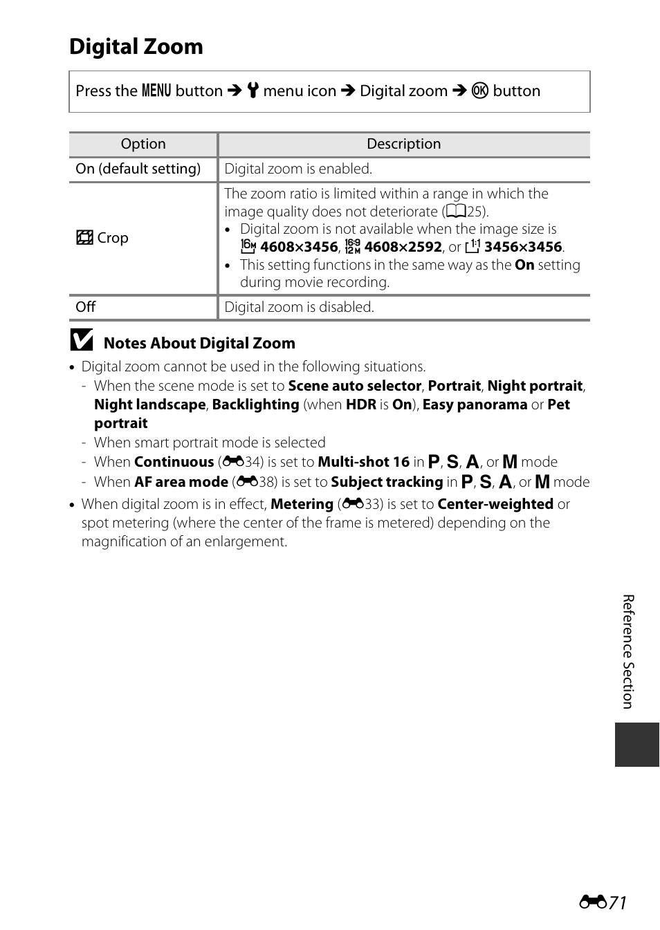 Digital zoom, E71) | Nikon S9700 User Manual | Page 197 / 262