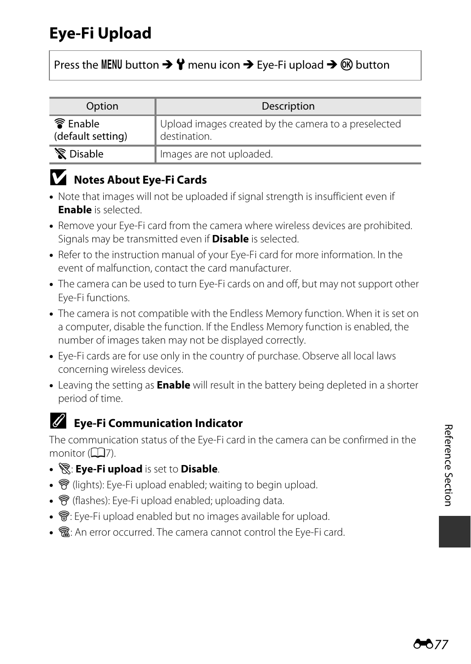 Eye-fi upload | Nikon S9700 User Manual | Page 203 / 262