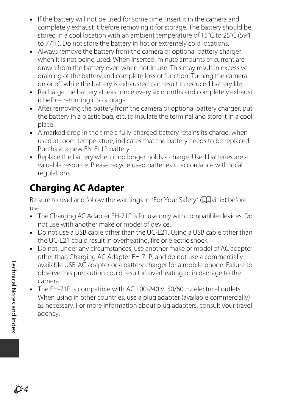 Charging ac adapter | Nikon S9700 User Manual | Page 228 / 262