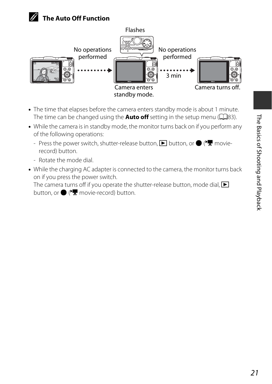The auto off function | Nikon S9700 User Manual | Page 45 / 262
