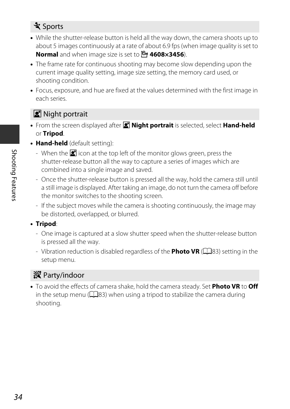 Orts (a34), A34), Party/indoor (a34) | Nikon S9700 User Manual | Page 58 / 262