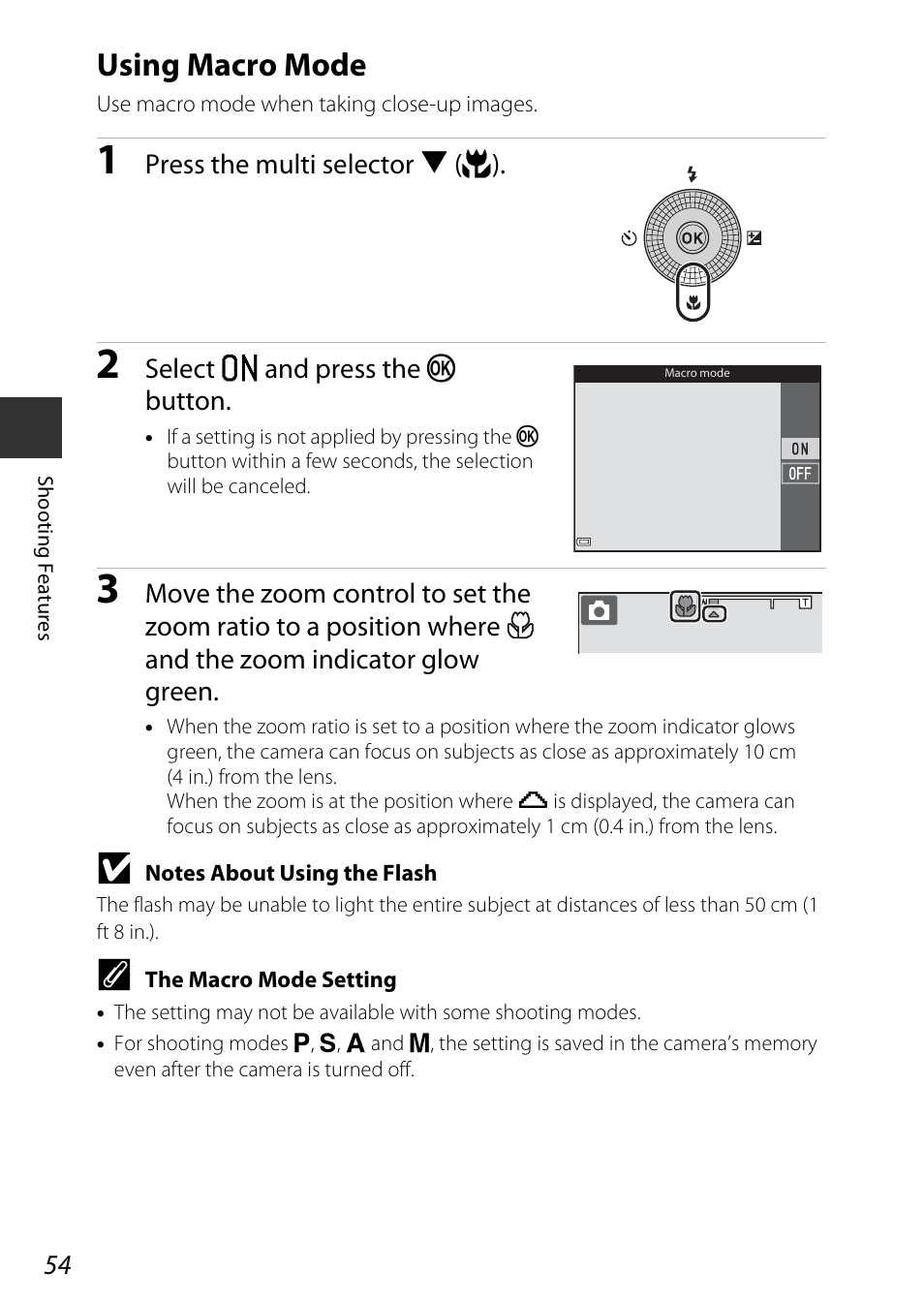 Using macro mode, A54) | Nikon S9700 User Manual | Page 78 / 262