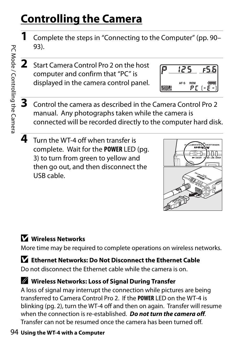 Controlling the camera | Nikon WT-4A D4 D3X D3 D800 D700 D300S D300 User Manual | Page 106 / 199
