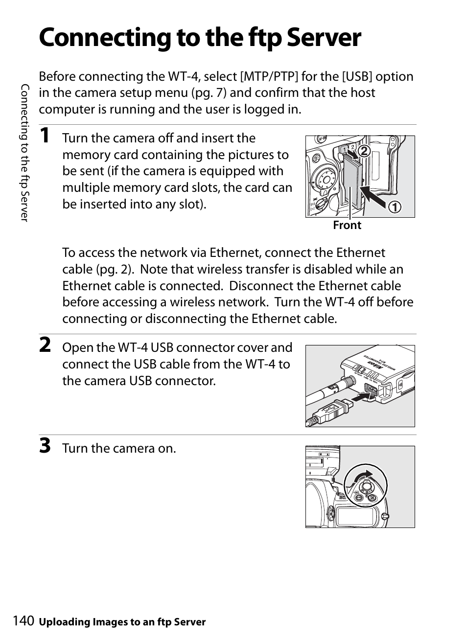 Connecting to the ftp server | Nikon WT-4A D4 D3X D3 D800 D700 D300S D300 User Manual | Page 152 / 199