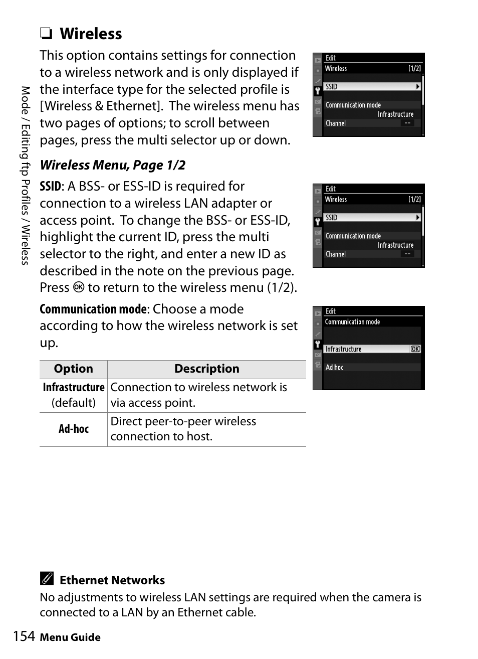 Wireless | Nikon WT-4A D4 D3X D3 D800 D700 D300S D300 User Manual | Page 166 / 199
