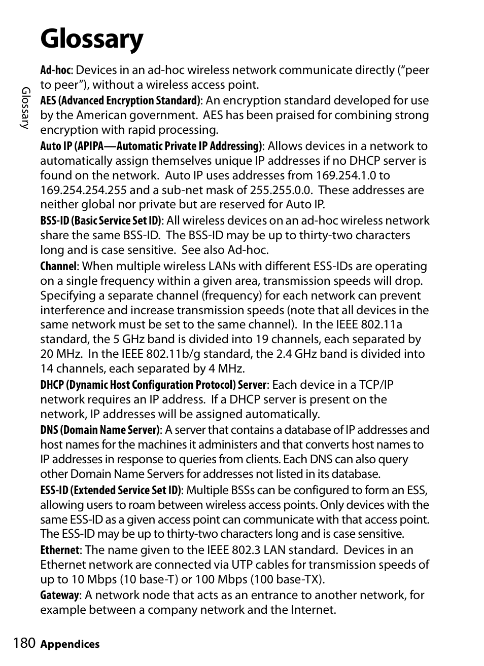 Glossary | Nikon WT-4A D4 D3X D3 D800 D700 D300S D300 User Manual | Page 192 / 199