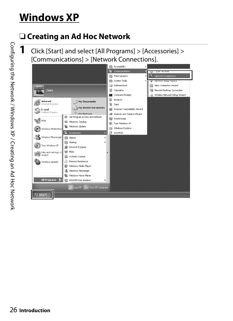 Windows xp / creating an ad hoc network, Windows xp, Creating an ad hoc network | Nikon WT-4A D4 D3X D3 D800 D700 D300S D300 User Manual | Page 38 / 199