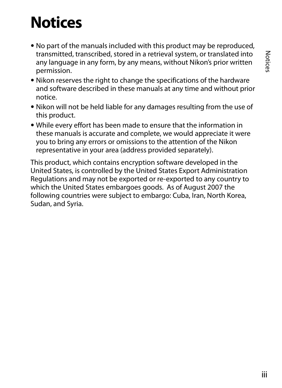Notices | Nikon WT-4A D4 D3X D3 D800 D700 D300S D300 User Manual | Page 5 / 199