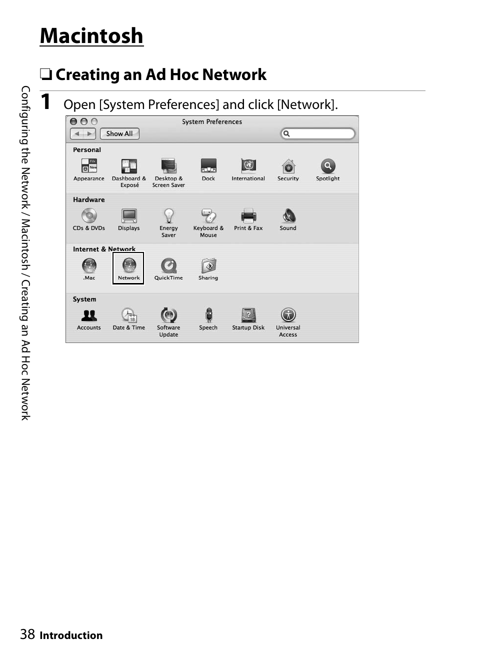 Macintosh / creating an ad hoc network, Macintosh, Creating an ad hoc network | Nikon WT-4A D4 D3X D3 D800 D700 D300S D300 User Manual | Page 50 / 199