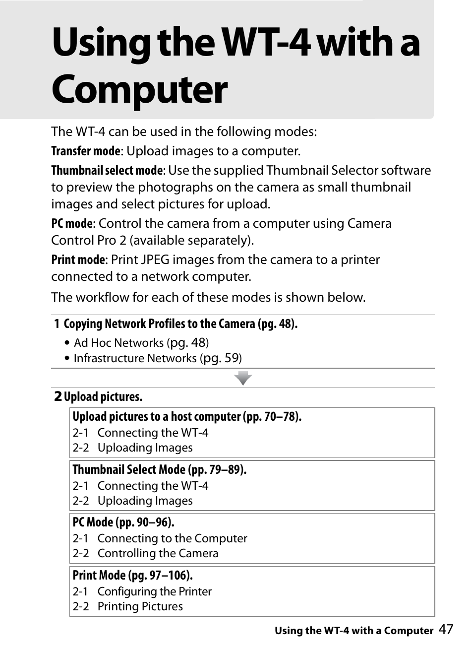 Using the wt-4 with a computer | Nikon WT-4A D4 D3X D3 D800 D700 D300S D300 User Manual | Page 59 / 199
