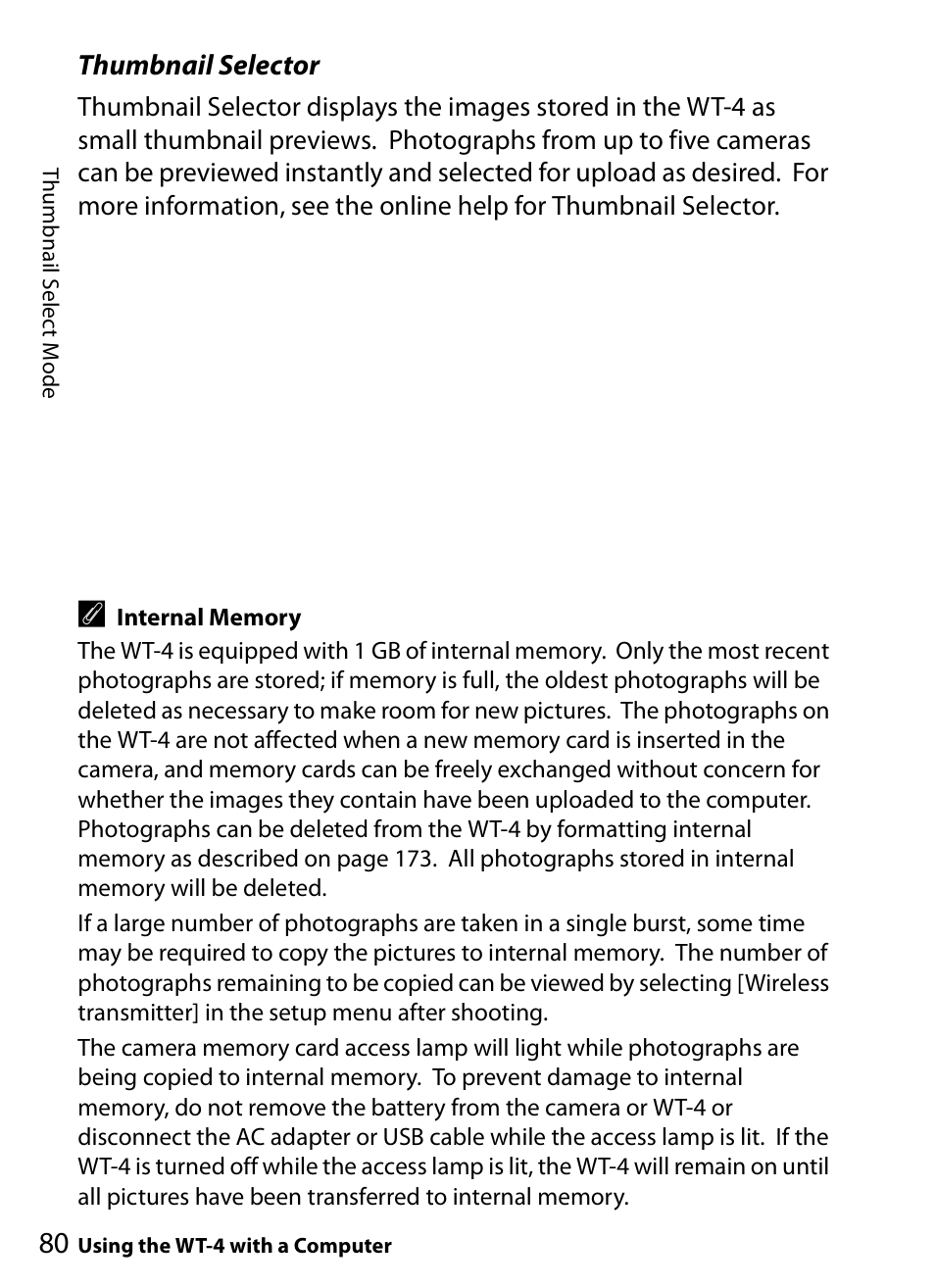 Thumbnail selector | Nikon WT-4A D4 D3X D3 D800 D700 D300S D300 User Manual | Page 92 / 199