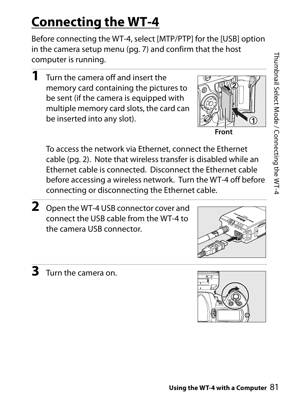 Connecting the wt-4 | Nikon WT-4A D4 D3X D3 D800 D700 D300S D300 User Manual | Page 93 / 199