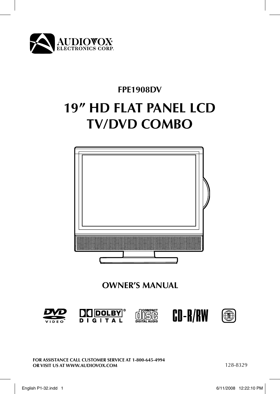 Audiovox FPE-1908DV User Manual | 32 pages