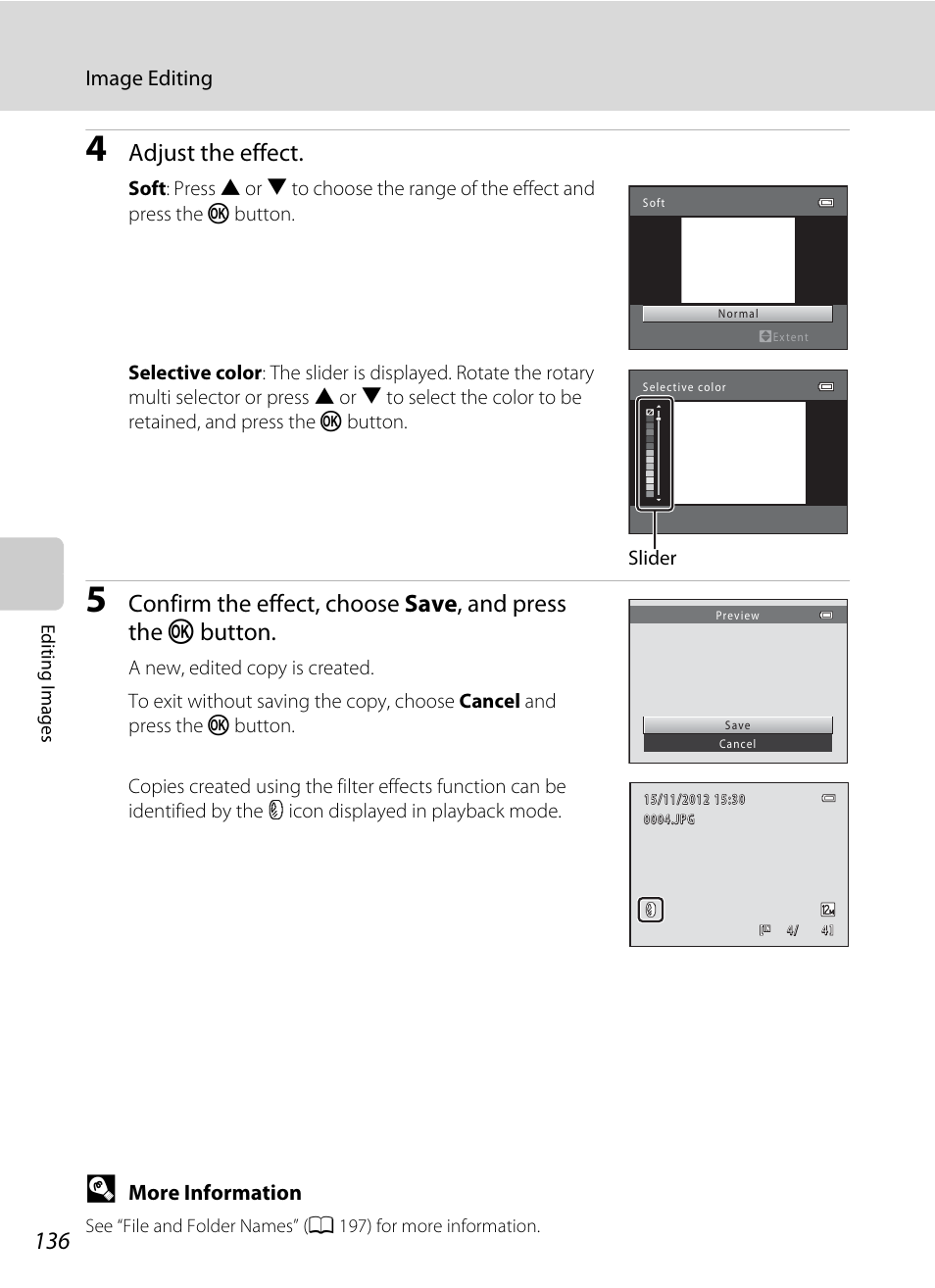 Adjust the effect | Nikon S9050 User Manual | Page 148 / 232