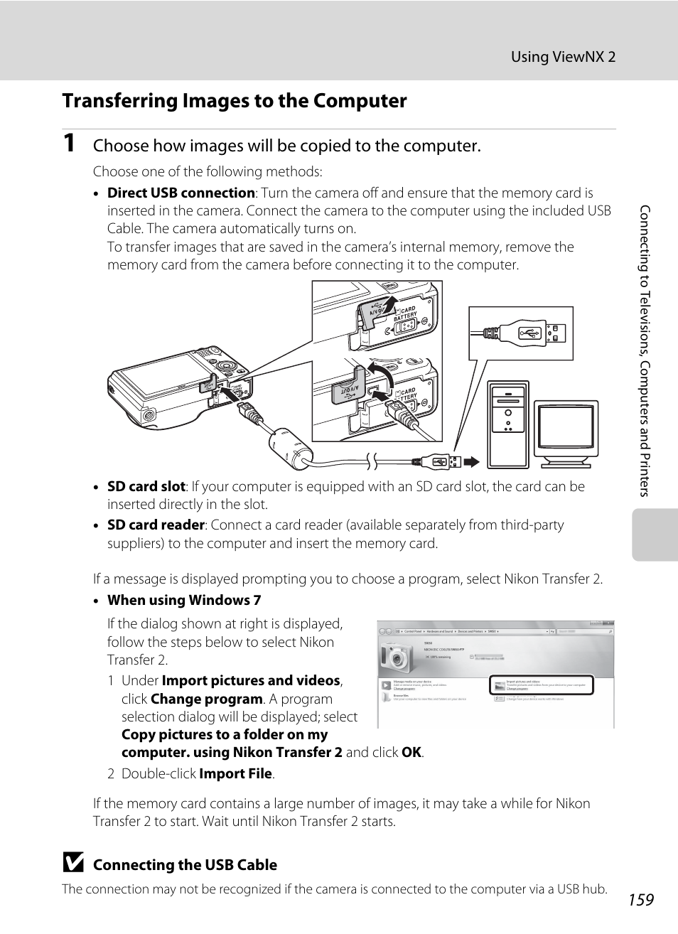 Transferring images to the computer, A 159, 184, A 159 | Nikon S9050 User Manual | Page 171 / 232