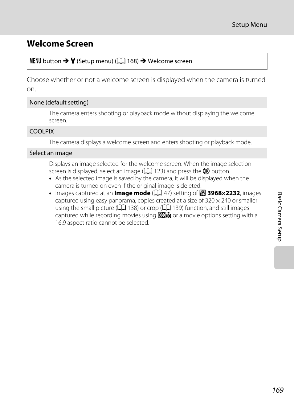 Welcome screen, A 169 | Nikon S9050 User Manual | Page 181 / 232