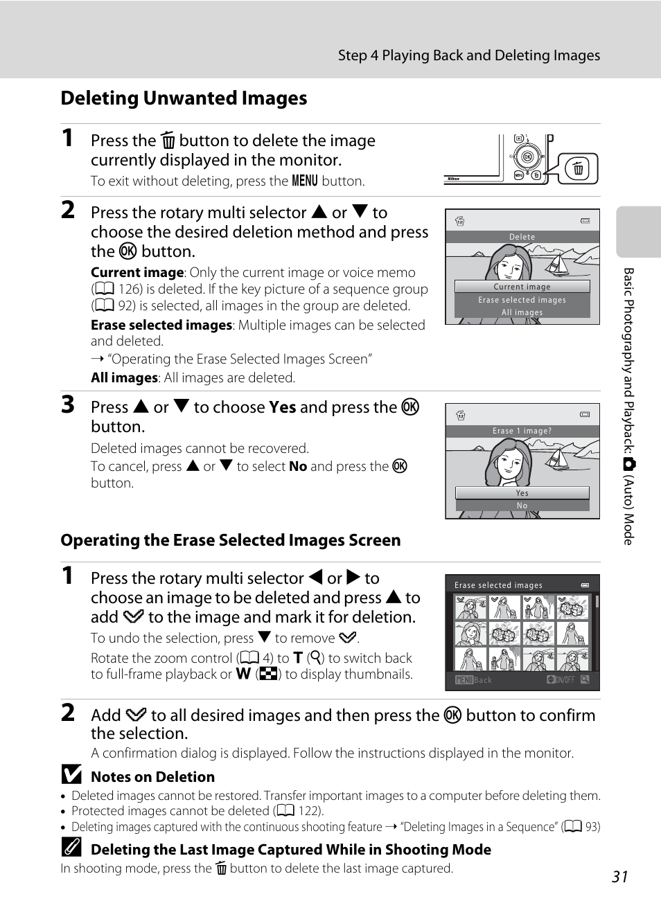 Deleting unwanted images | Nikon S9050 User Manual | Page 43 / 232